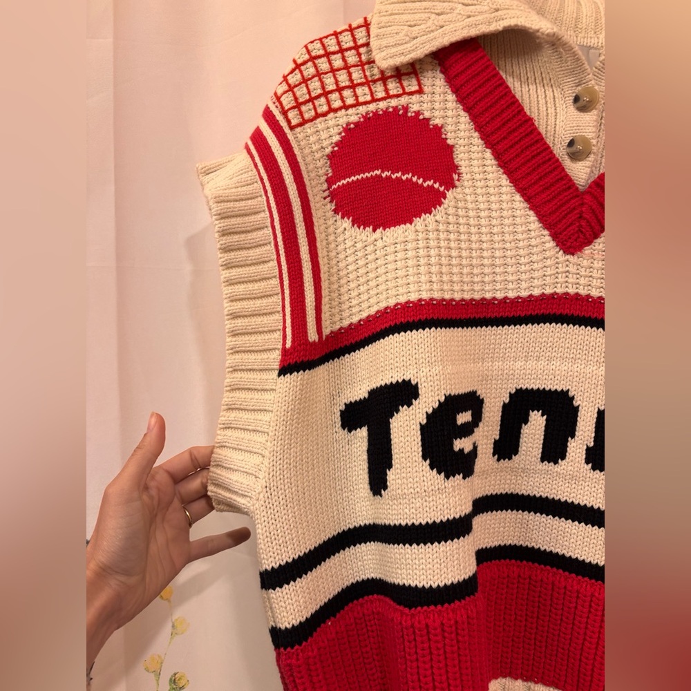 Anthropologie Maeve tennis sweater vest small oversized - Picture 2 of 4